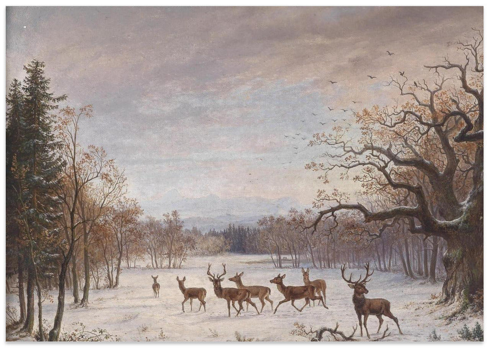 Ernst Gustav Doerell Rothirsche Im Winter 1875