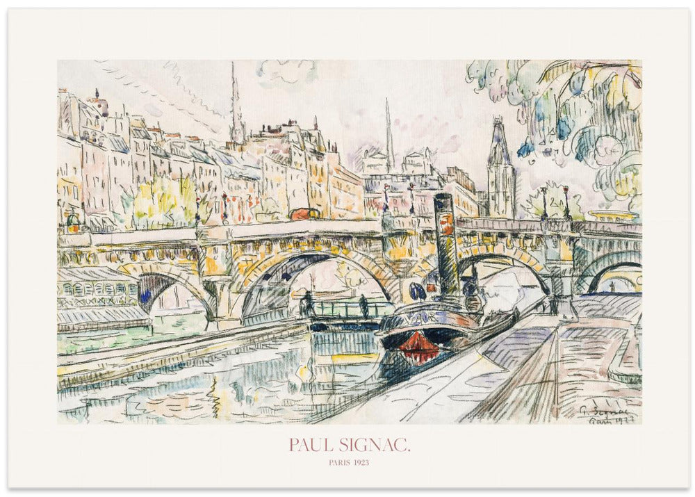Paul Signac Tugboat At the Pont Neuf, Paris 1923 Poster