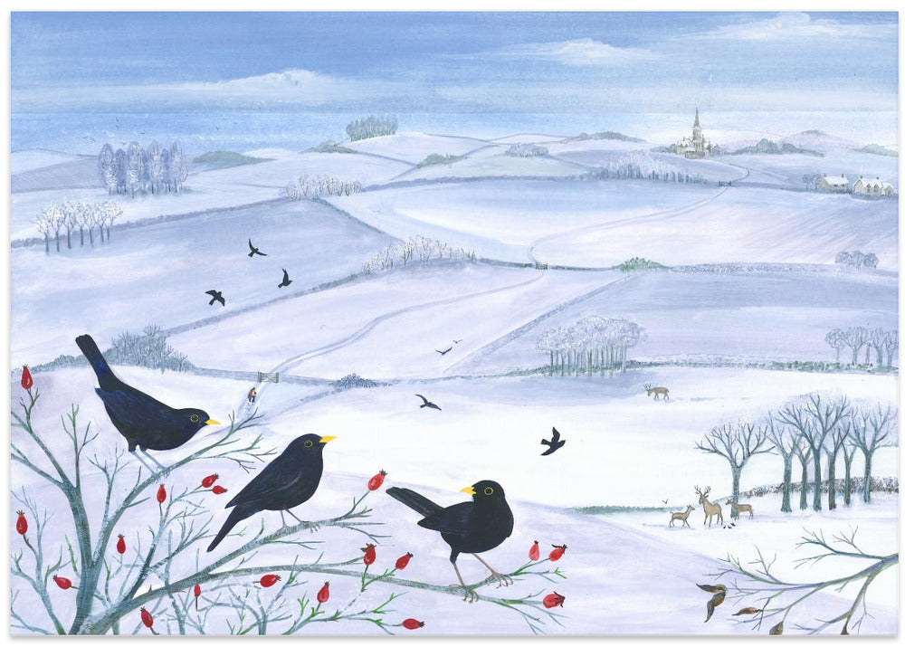 Three Winter Blackbirds